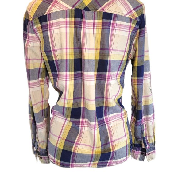 Arizona Jeans Co. Women's Multicolor Plaid Long Sleeve Button Up Shirt Size Larg - Picture 2 of 4